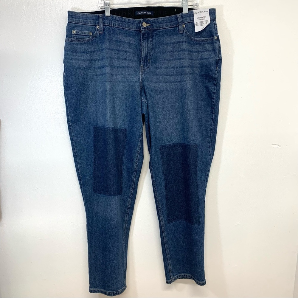 Calvin Klein Jeans Woman 18W Boyfriend Slim Mid Rise Relaxed Blue Stretch